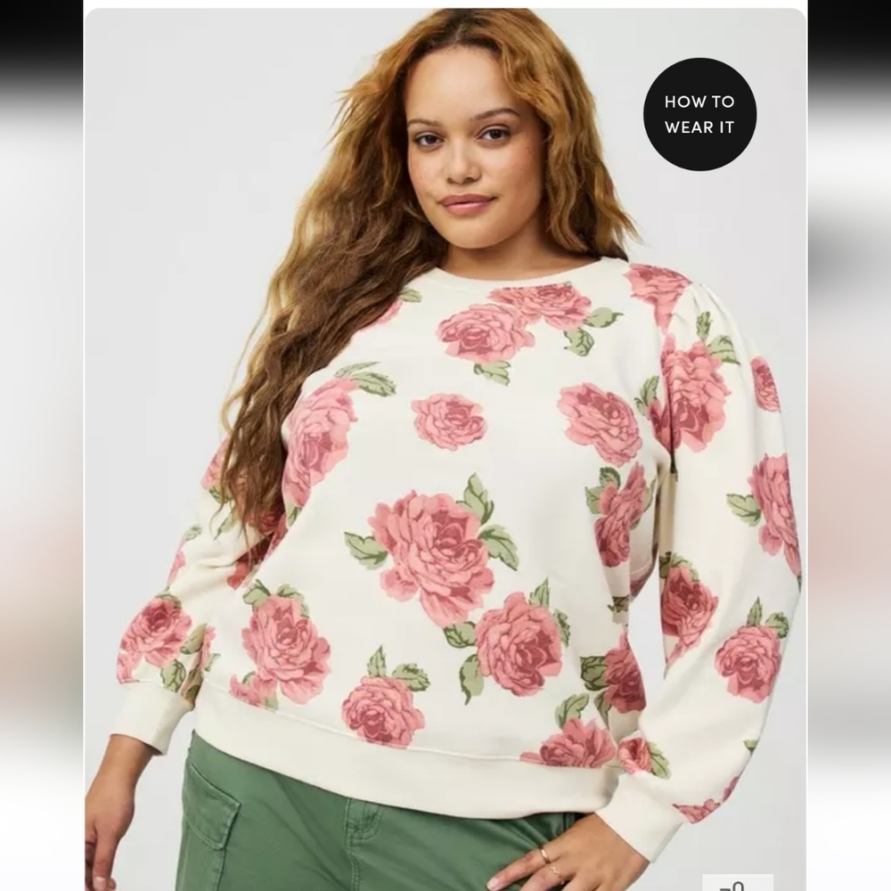 Torrid Cream Sweatshirt with Floral Design
